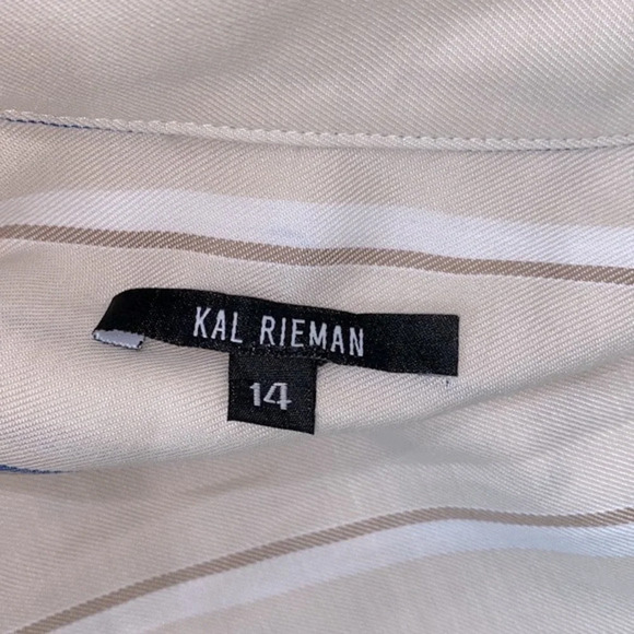 Kal Rieman tan striped button down top size 14 - Picture 7 of 9